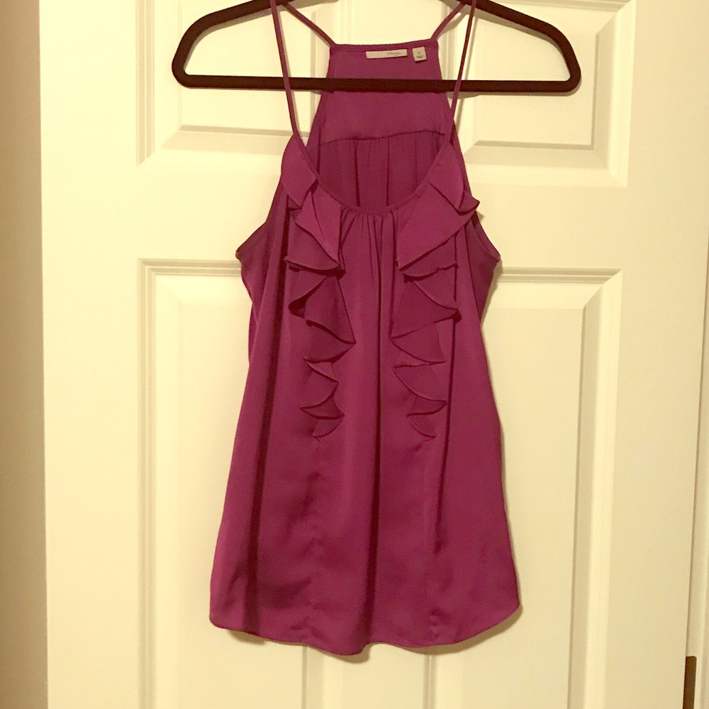 Halogen purple tank with ruffles - M